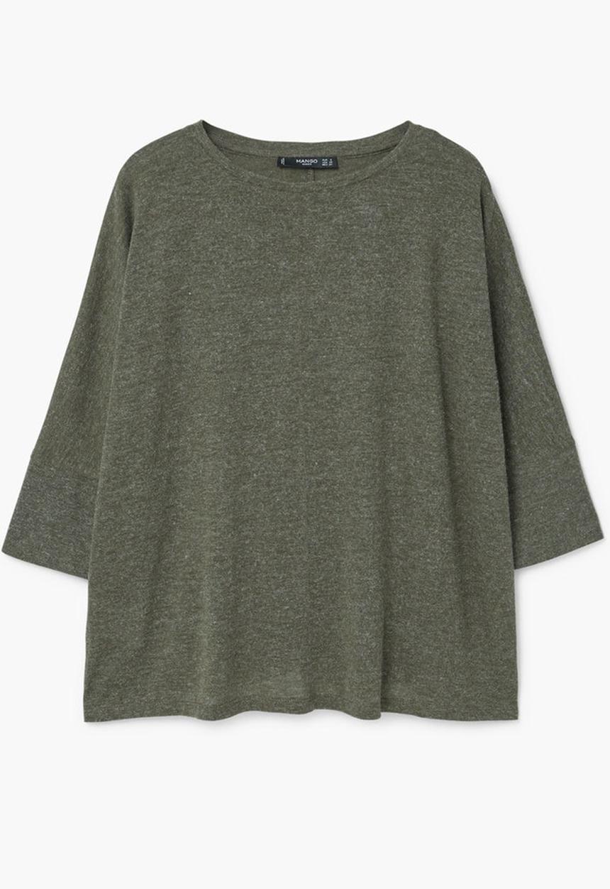 MANGO - Flecked T-shirt Khaki Green
