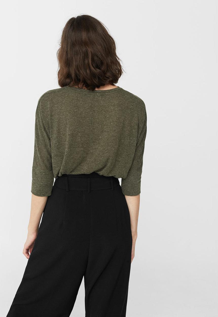 MANGO - Flecked T-shirt Khaki Green
