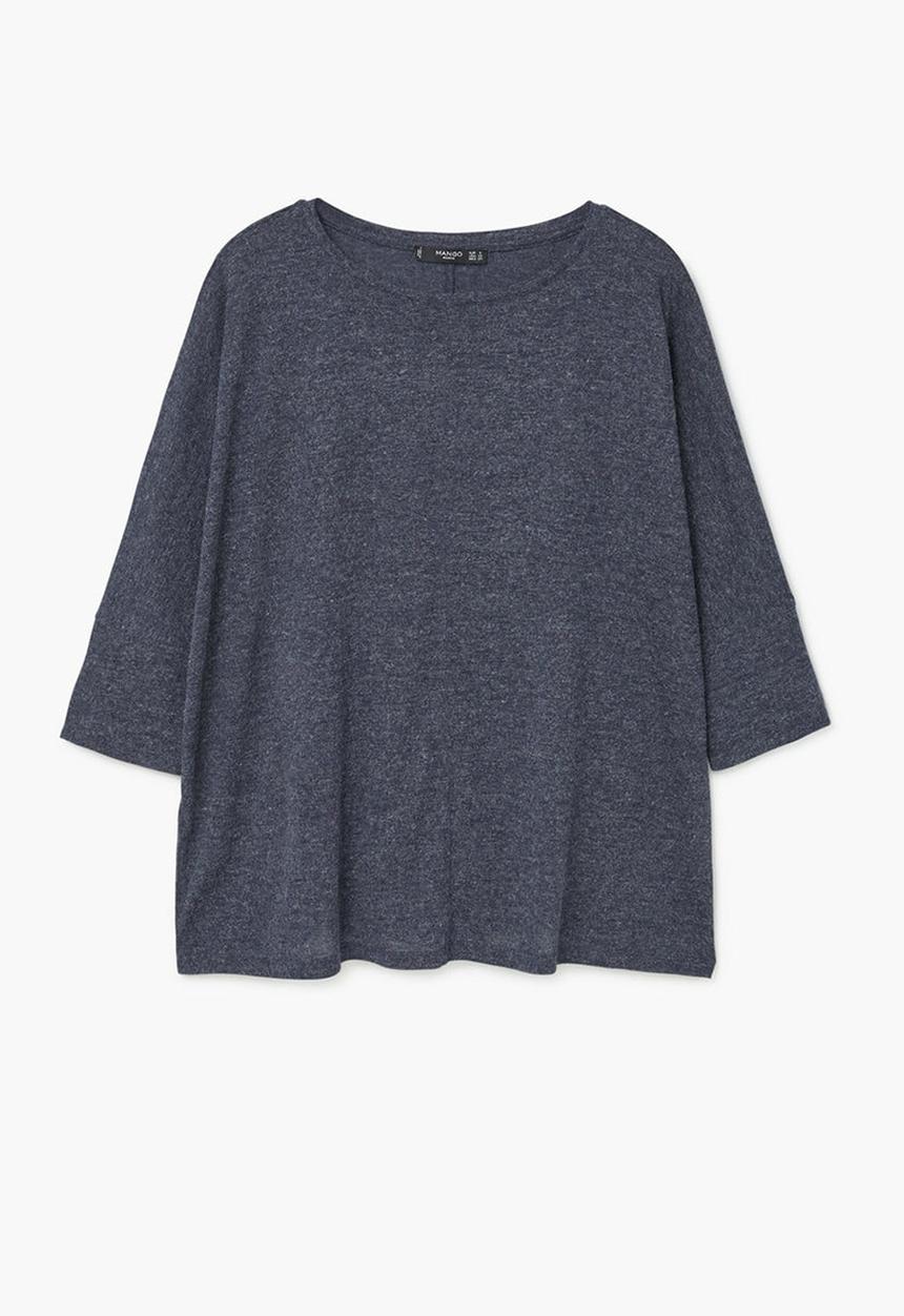 MANGO - Flecked T-shirt Navy