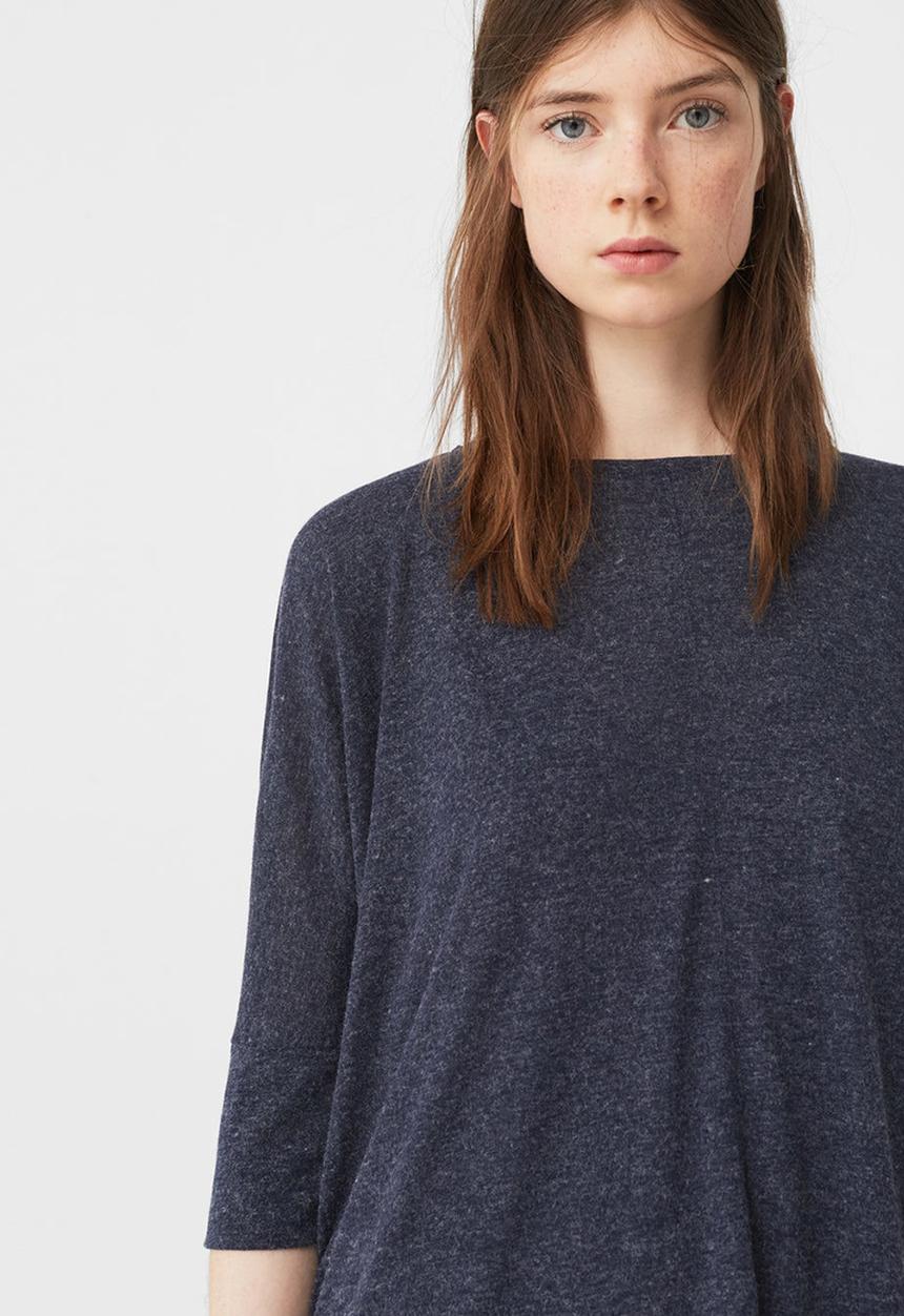 MANGO - Flecked T-shirt Navy