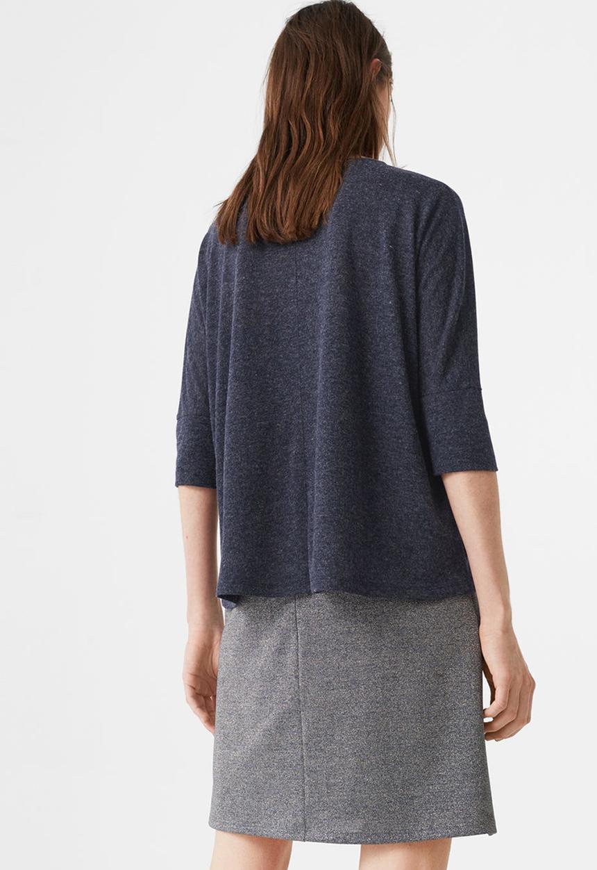MANGO - Flecked T-shirt Navy