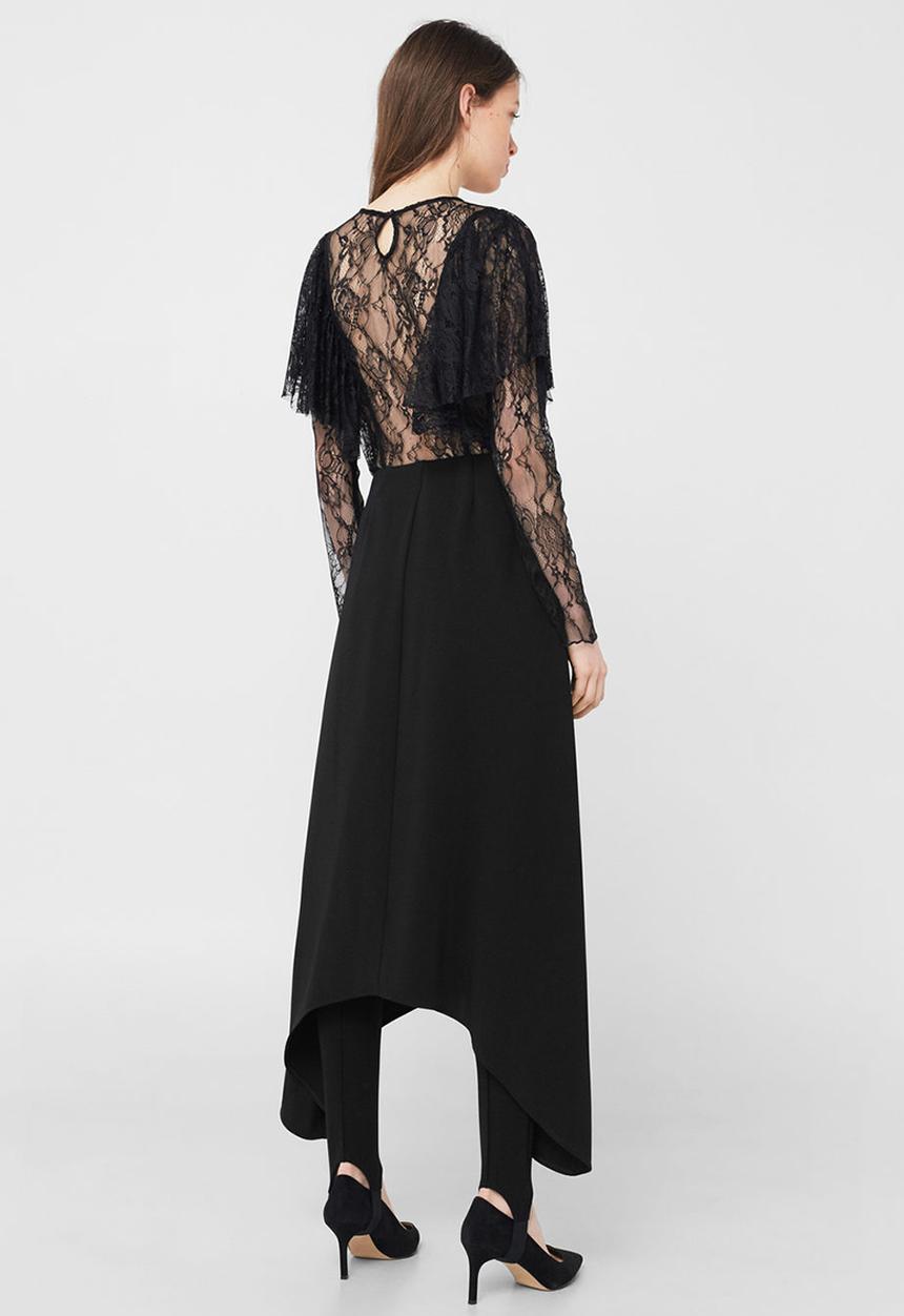 MANGO - Lace Textured Blouse Black