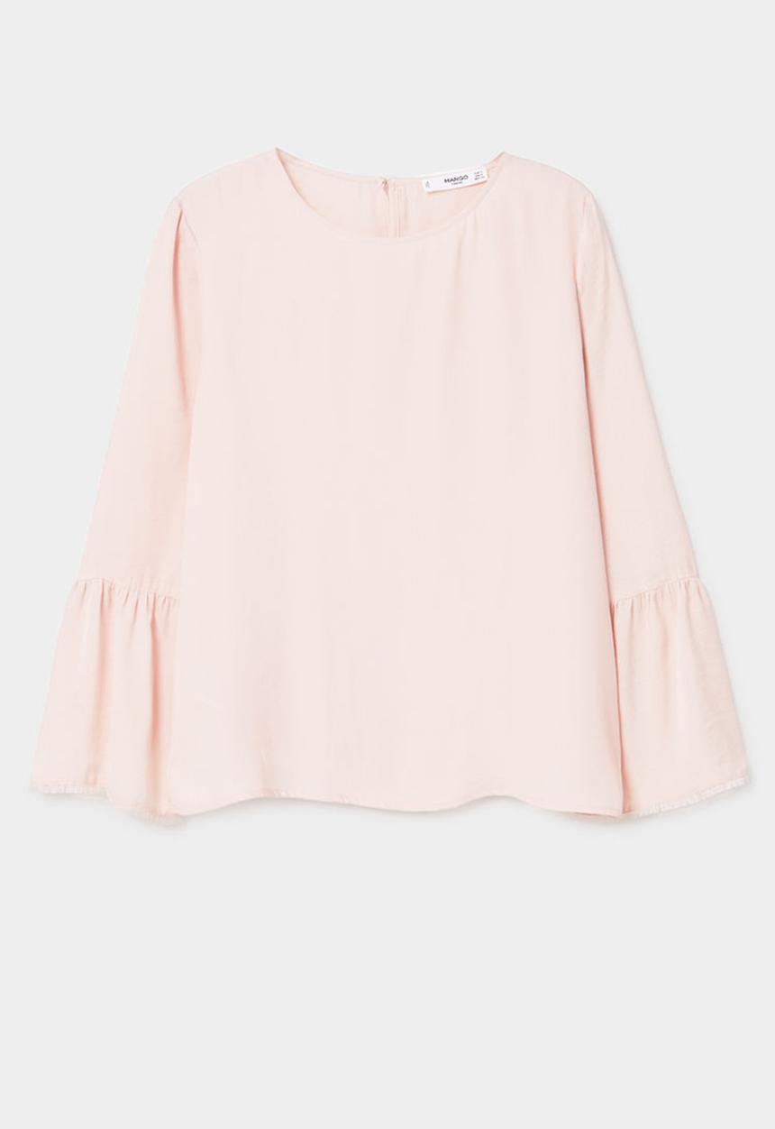 MANGO - Flared Sleeve Blouse Pale Pink