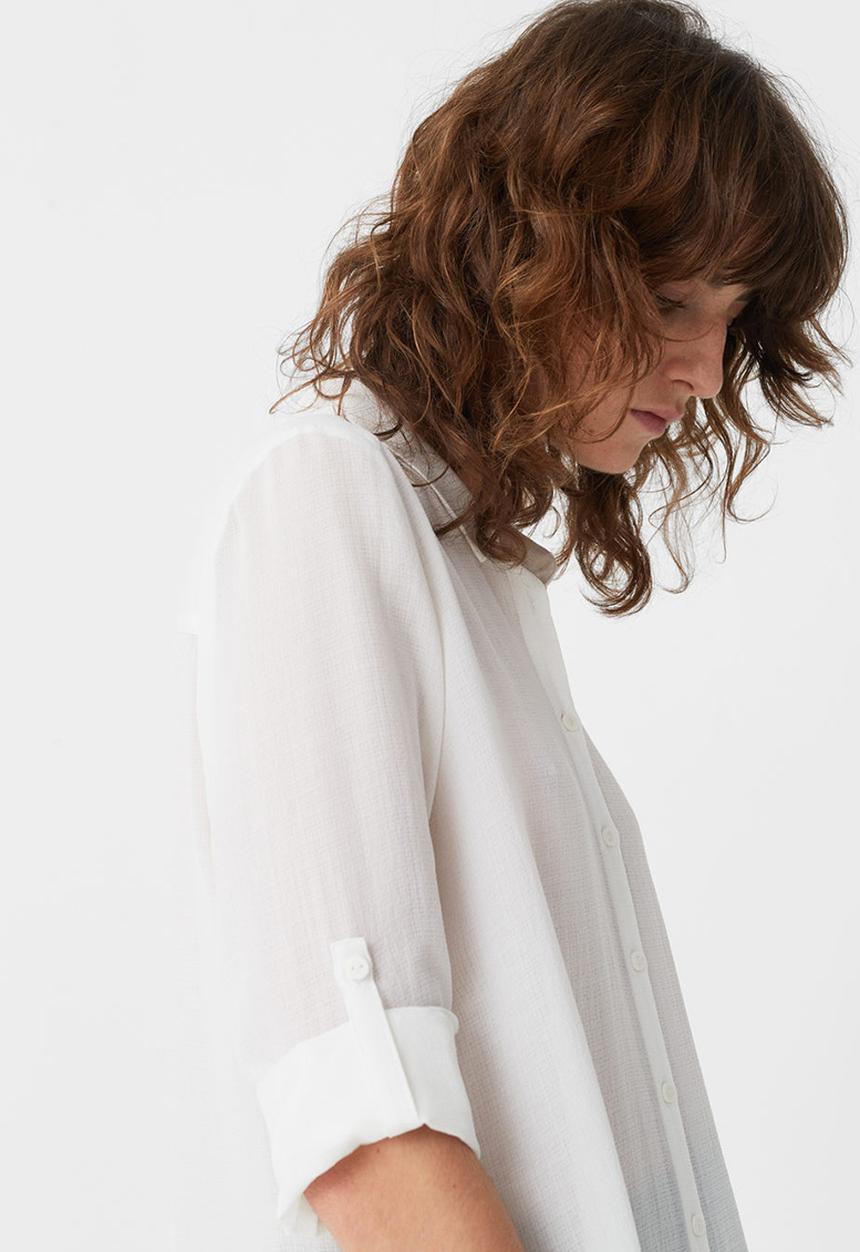 MANGO - Longer Length Shirt White
