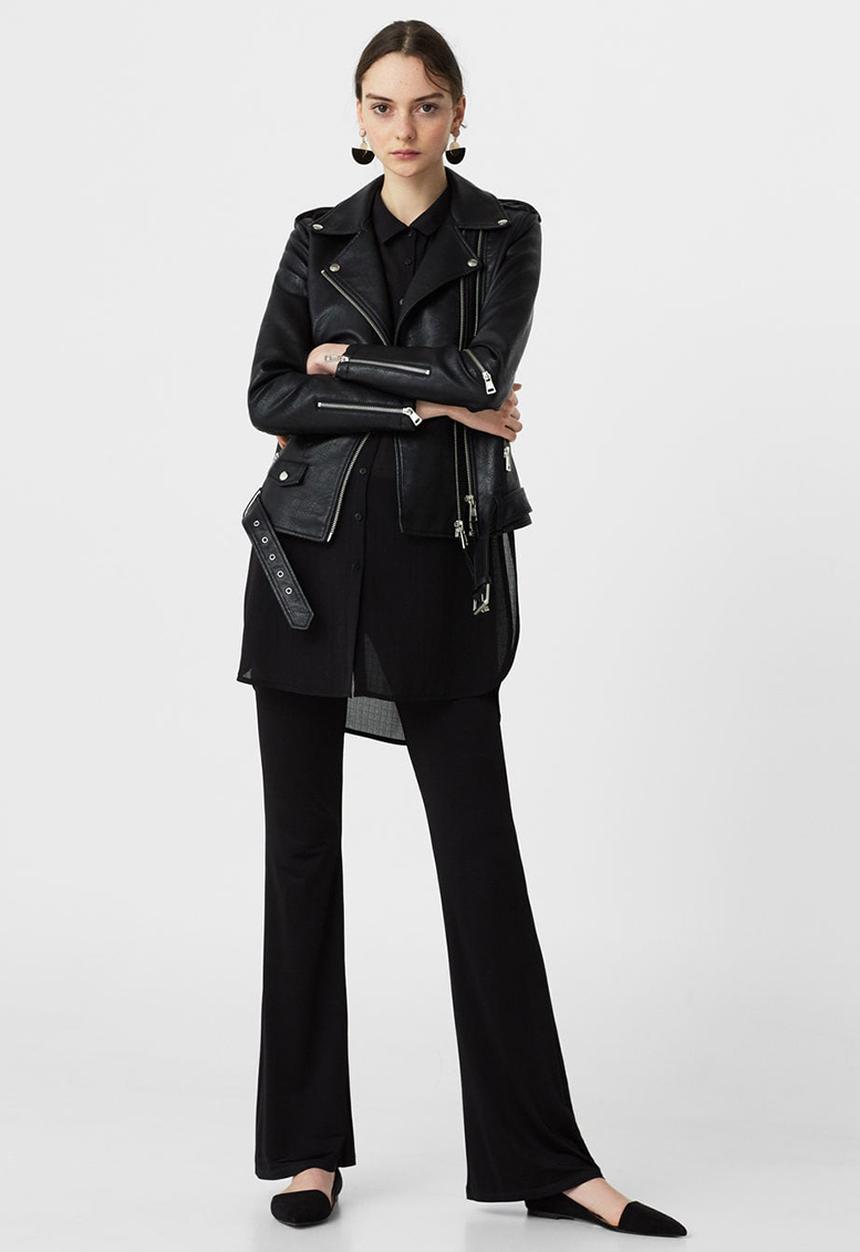 MANGO - Longer Length Shirt Black