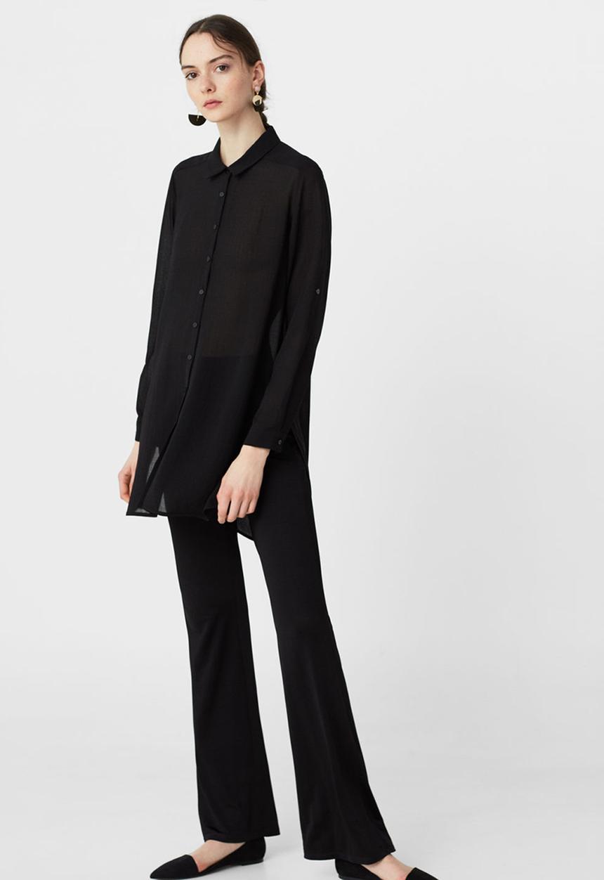 MANGO - Longer Length Shirt Black