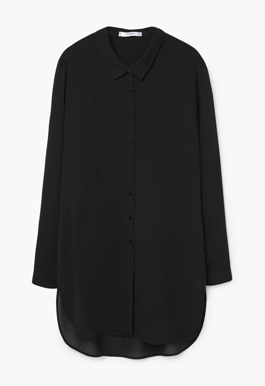 MANGO - Longer Length Shirt Black