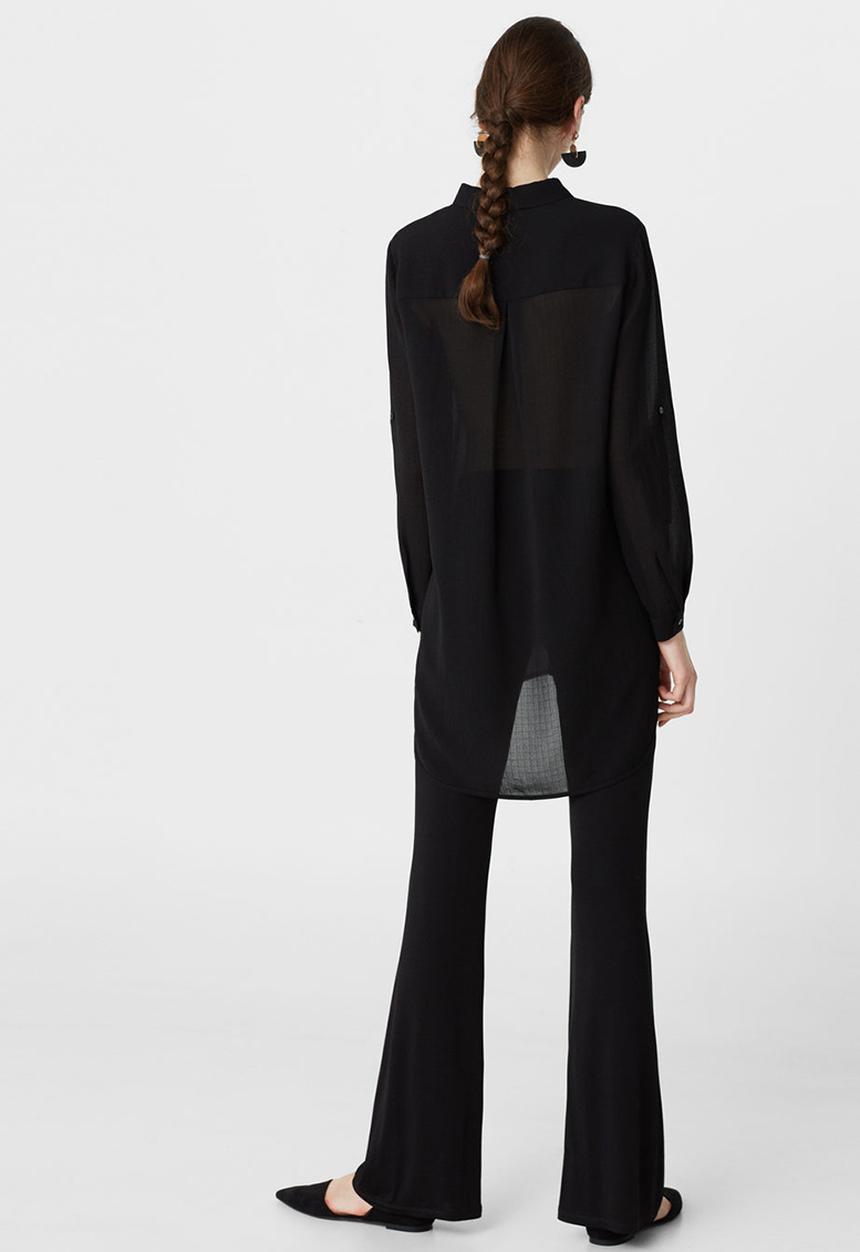 MANGO - Longer Length Shirt Black