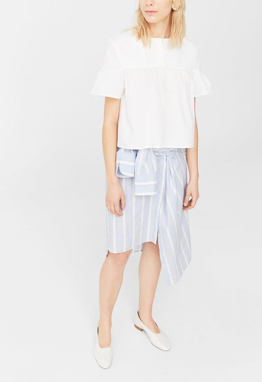 MANGO - Ruffled Sleeve Blouse White