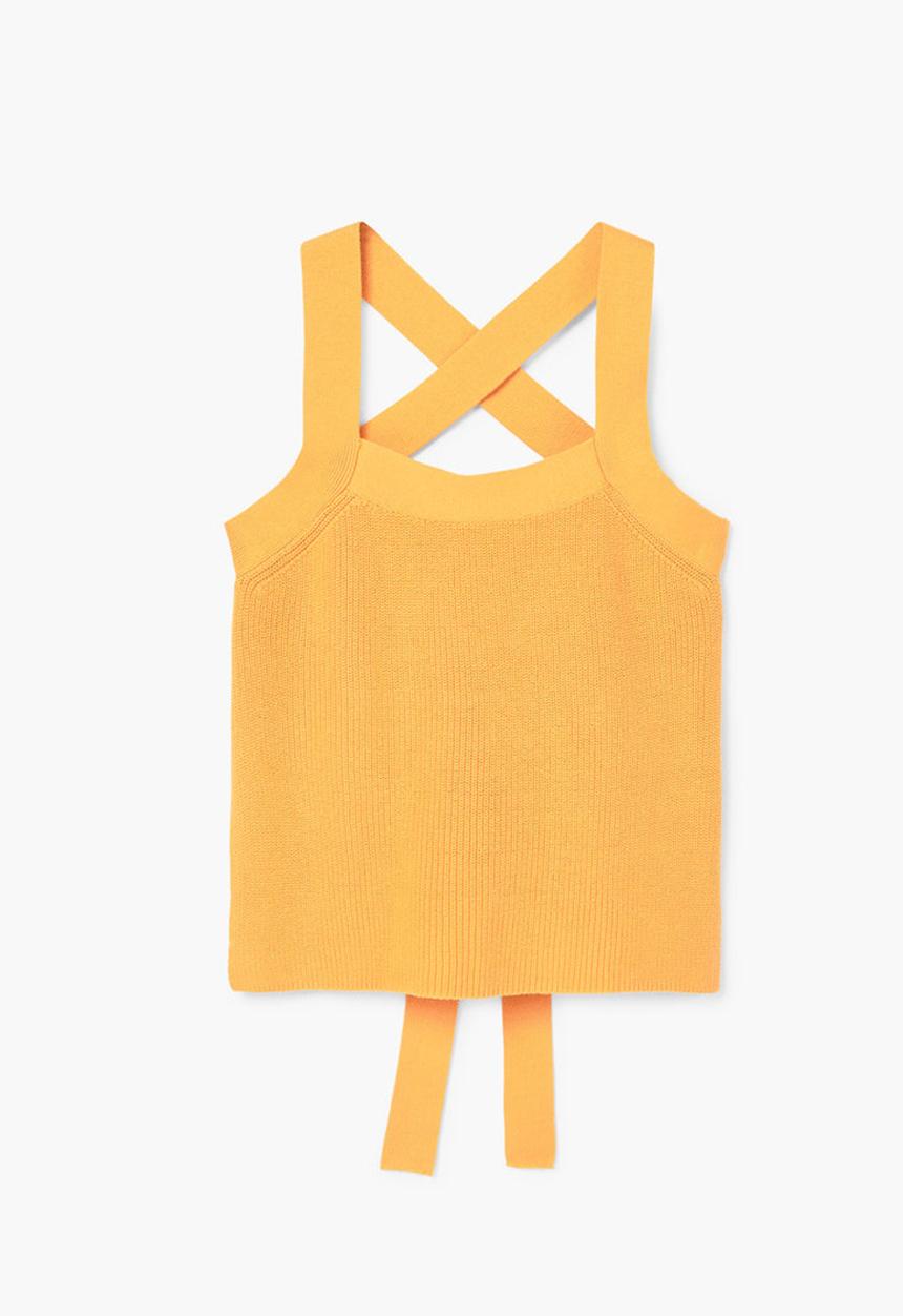 MANGO - Wrap Back Detail Top Yellow