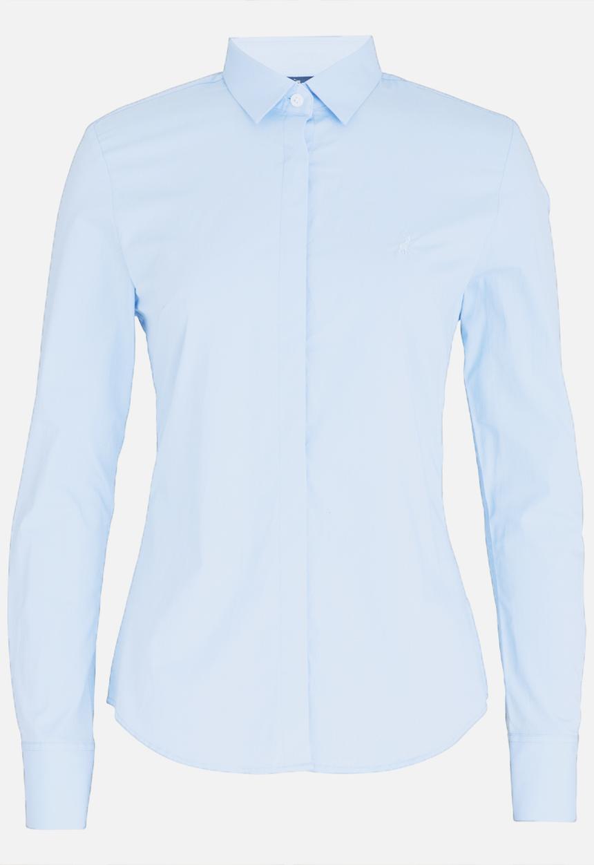 POLO - Amber Concealed Front Shirt Pale Blue