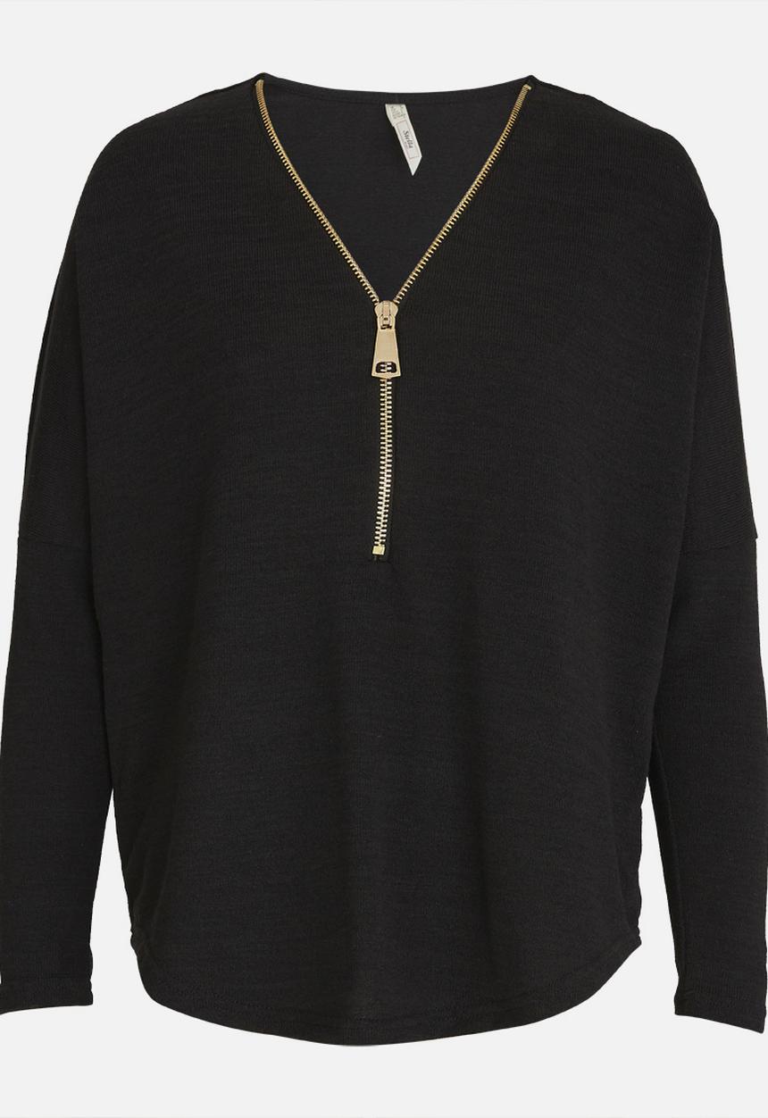 Revenge - Zip Detail Top Black