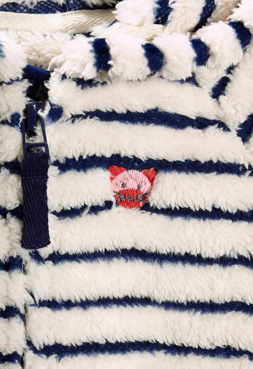 Next - Stripe Fleece Zip Through Hoody Blue and White
