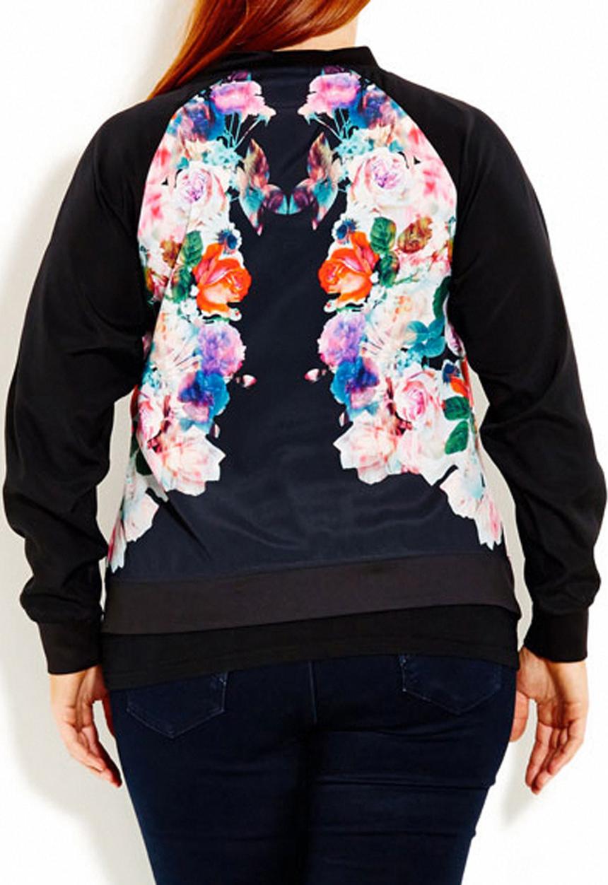 City Chic - Floral bomber jacket Multi-colour