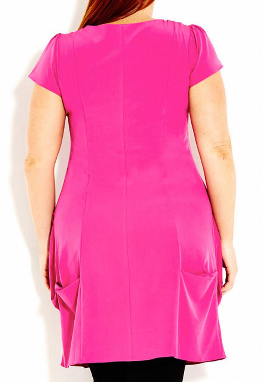 City Chic - Tunic with front zip dark Pink