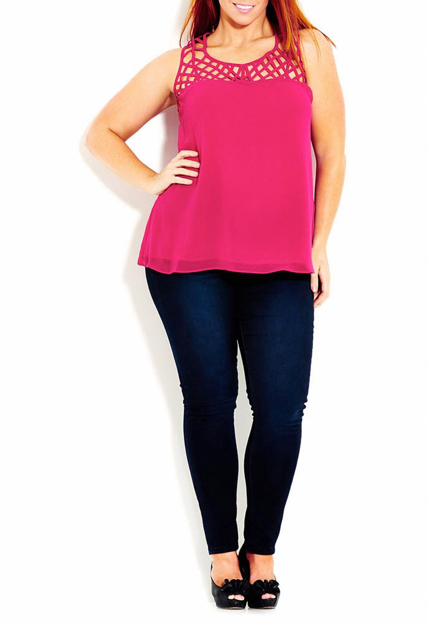City Chic - Cami with cut-out detail dark Pink