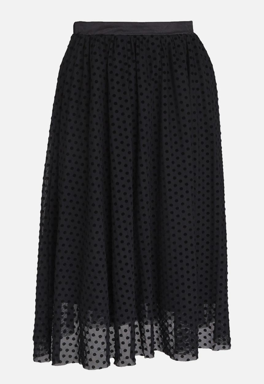 Brave Soul - Spotted Mesh Overlay Skirt Black