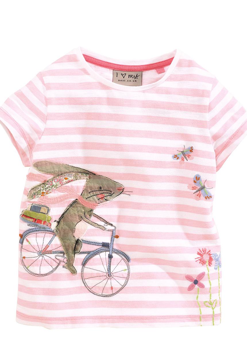 Next - Bloom Stripe Bunny T-Shirt Pale Pink