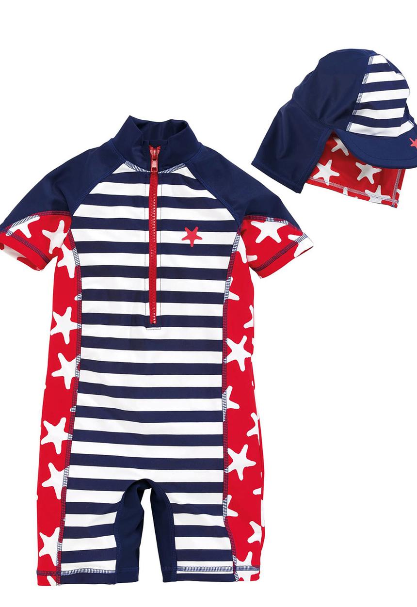 Next - Printed Sunsafe Suit And Hat Set Multi-Colour