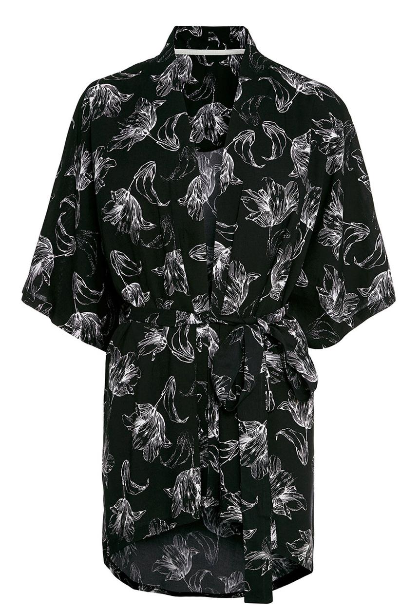 Next - Tulip-print robe Black/White