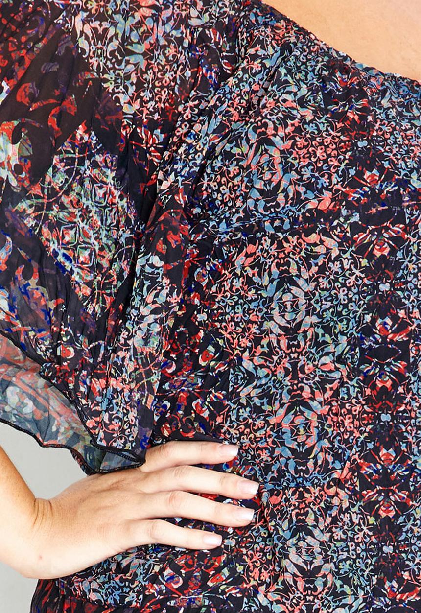 City Chic - Floral flutter-sleeve blouse Multi-colour