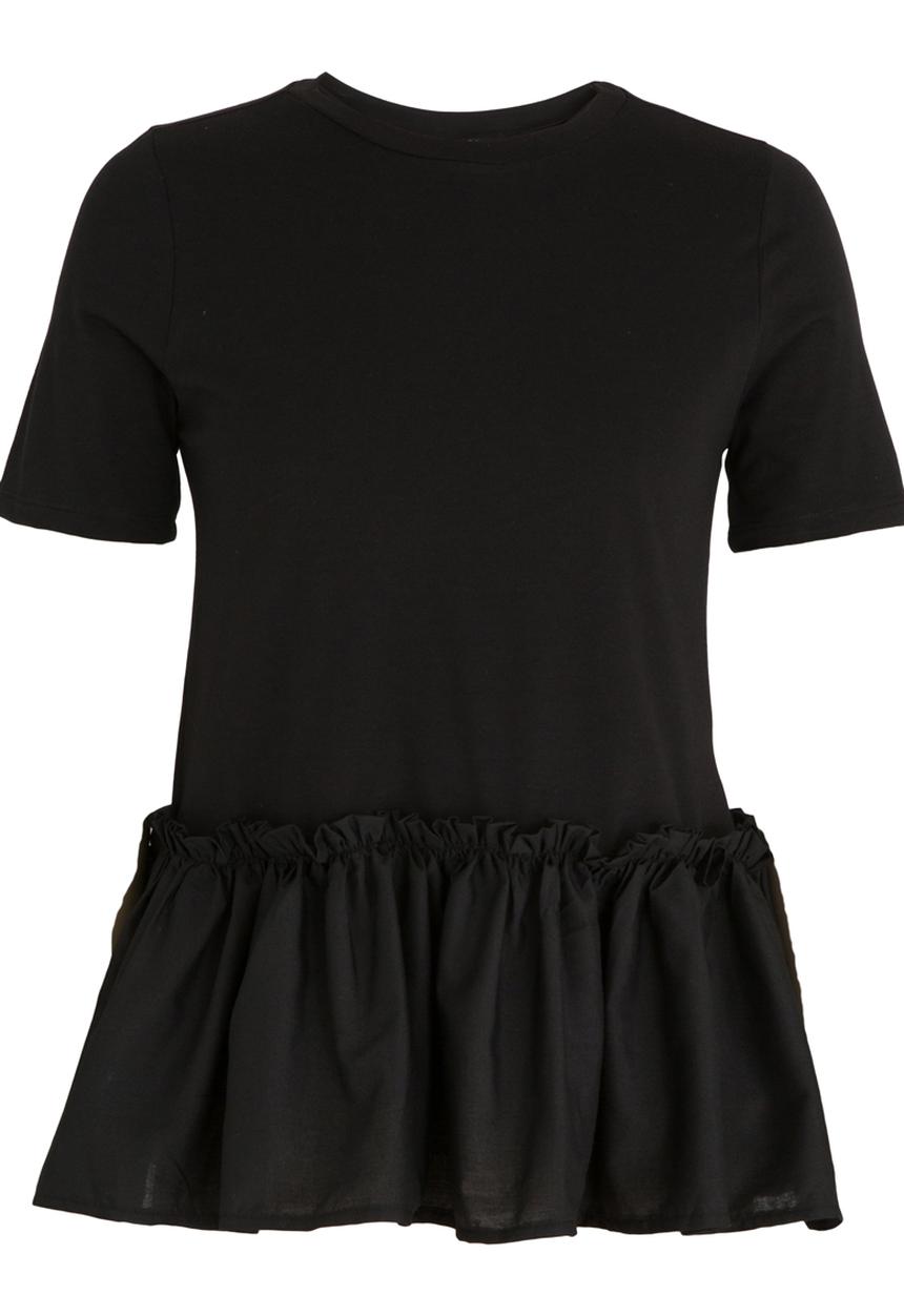 STYLE REPUBLIC - Frill Hem T-shirt Black