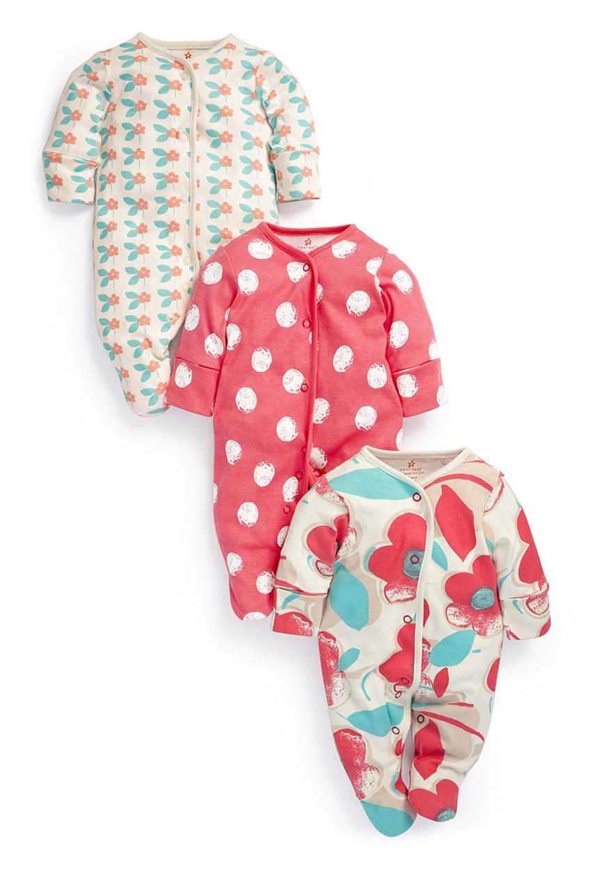 Next - Bright Printed Sleepsuits 3-Pack Multi-Colour
