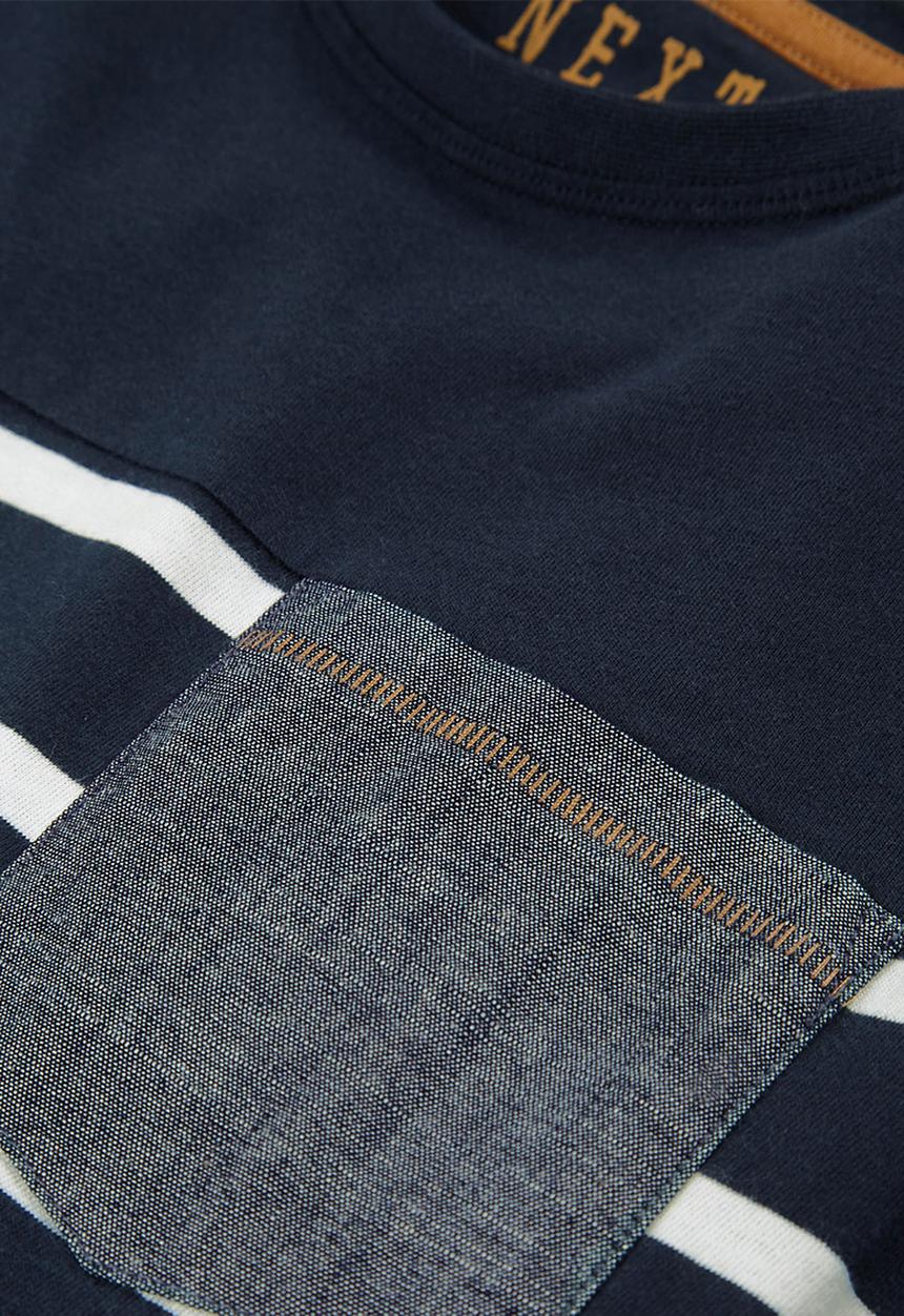 Next - Textured Stripe And Plain T-Shirts 3-Pack Multi-Colour