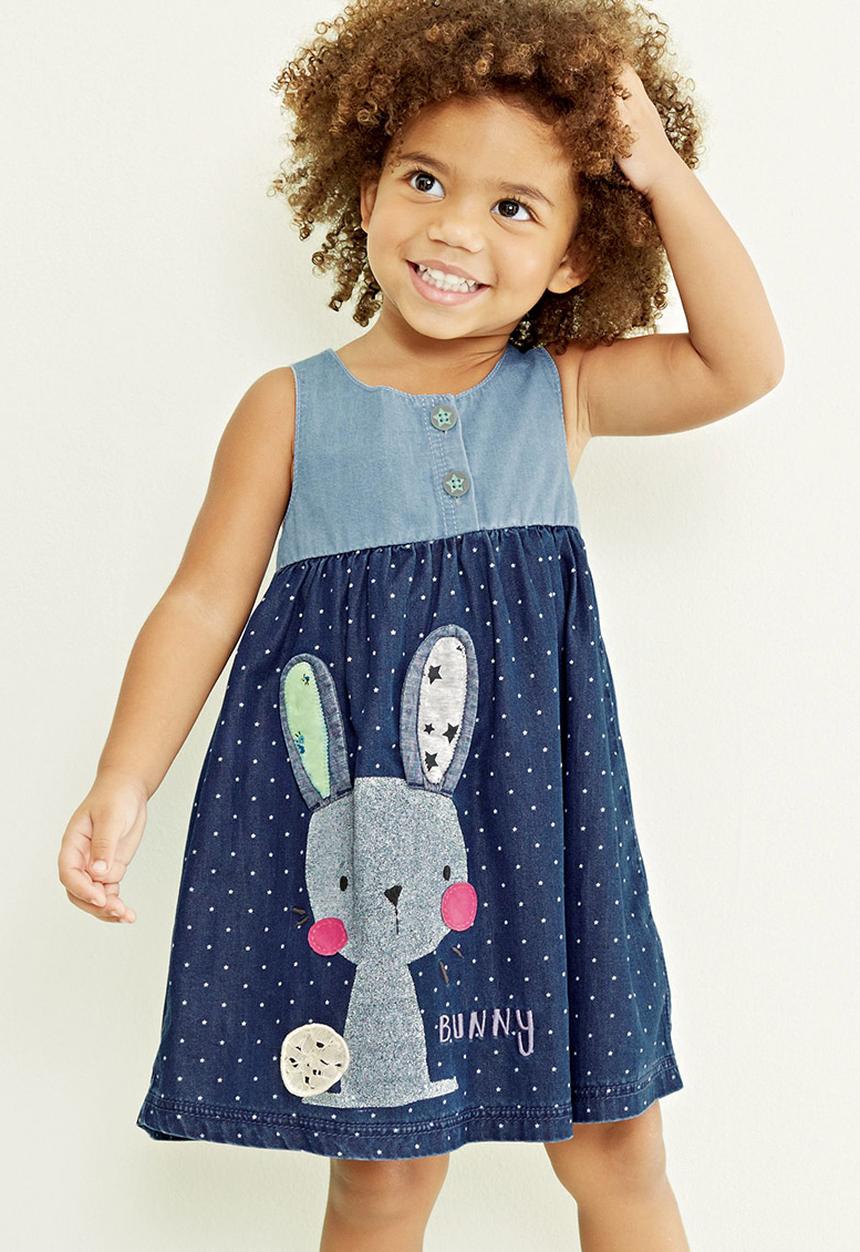 Next - Denim Bunny Dress Multi-Colour