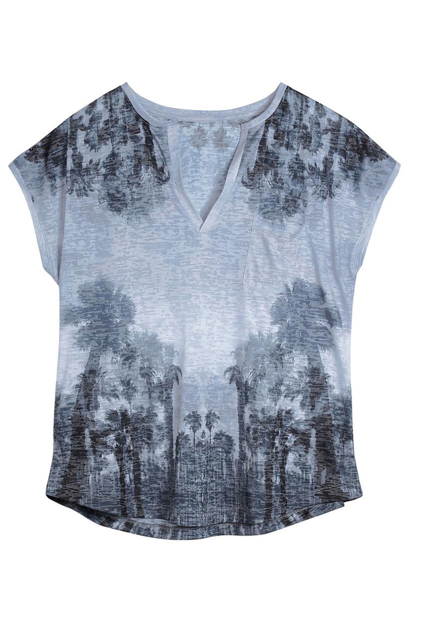 Next - Notch-neck Palm Print T-shirt Grey Mid Grey