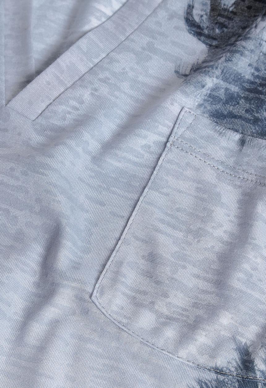 Next - Notch-neck Palm Print T-shirt Grey Mid Grey