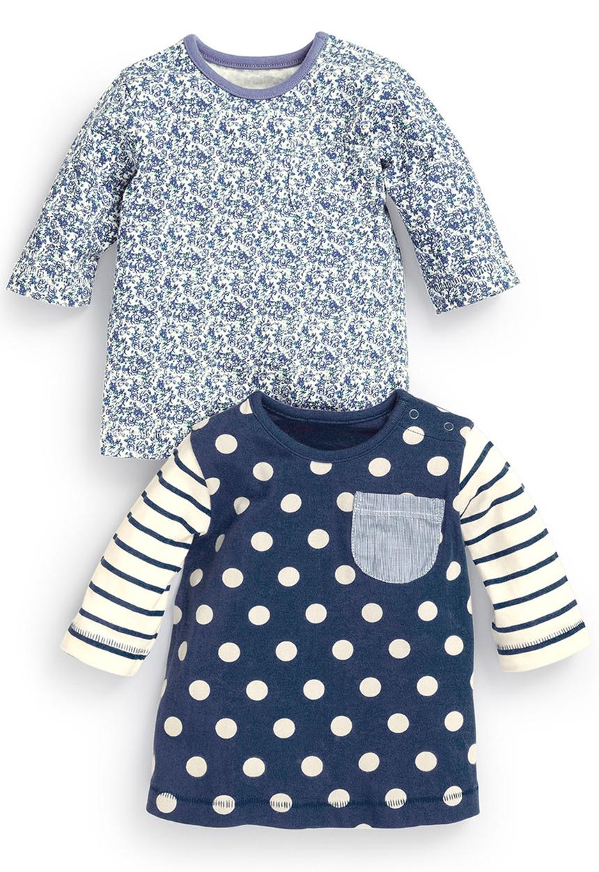 Next - Ditsy And Spot T-Shirt 2-Pack Blue/White