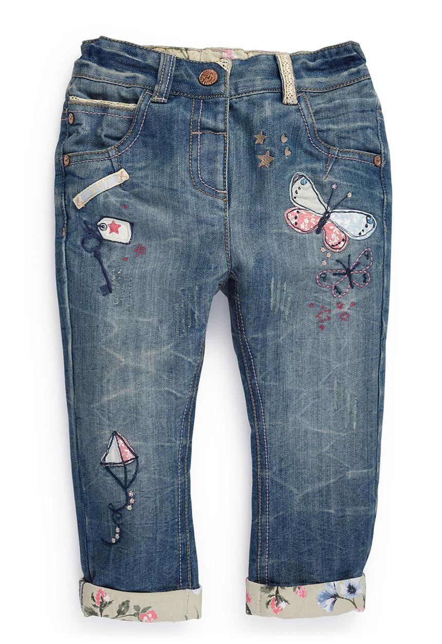 Next - Butterfly Embroidered Kite Jeans Mid Blue