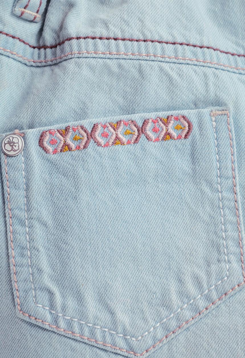 Next - Girl Embroidered Denim Crops Pale Blue