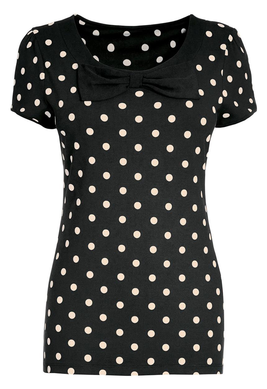 Next - Black spotted bow top Black/White