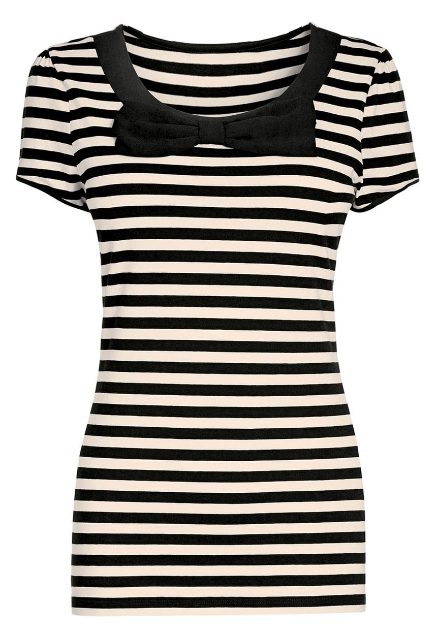 Next - Monochrome striped bow top Black/White