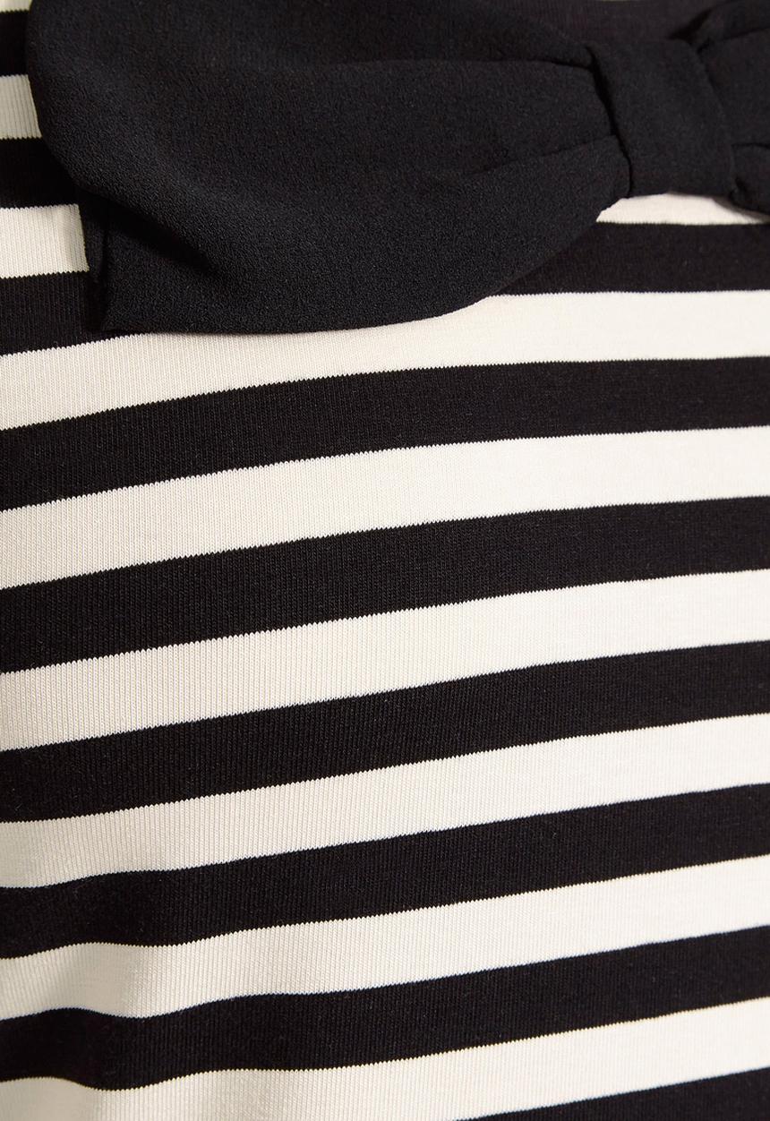 Next - Monochrome striped bow top Black/White