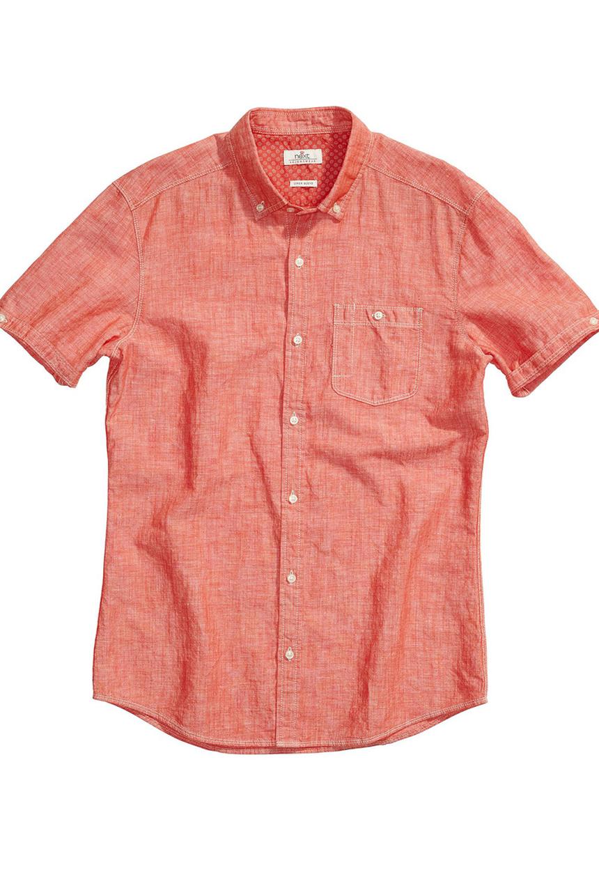 Next - Textured linen shirt  Coral