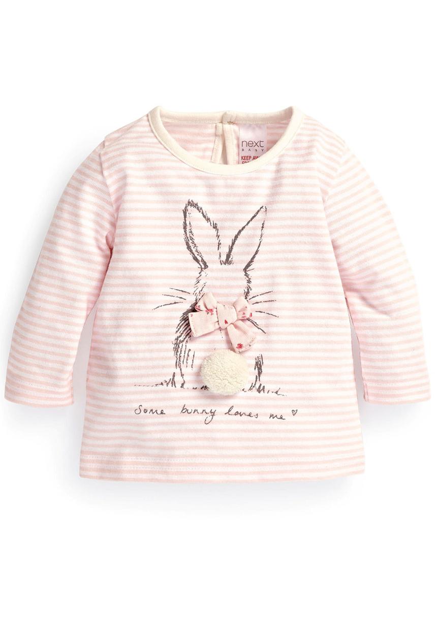 Next - Stripe Bunny T-Shirt Pale Pink