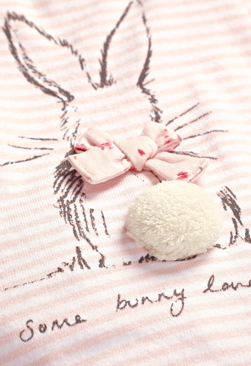 Next - Stripe Bunny T-Shirt Pale Pink