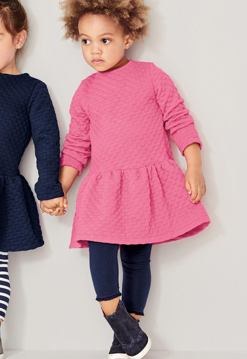 Next - Spot Textured Dress Mid Pink