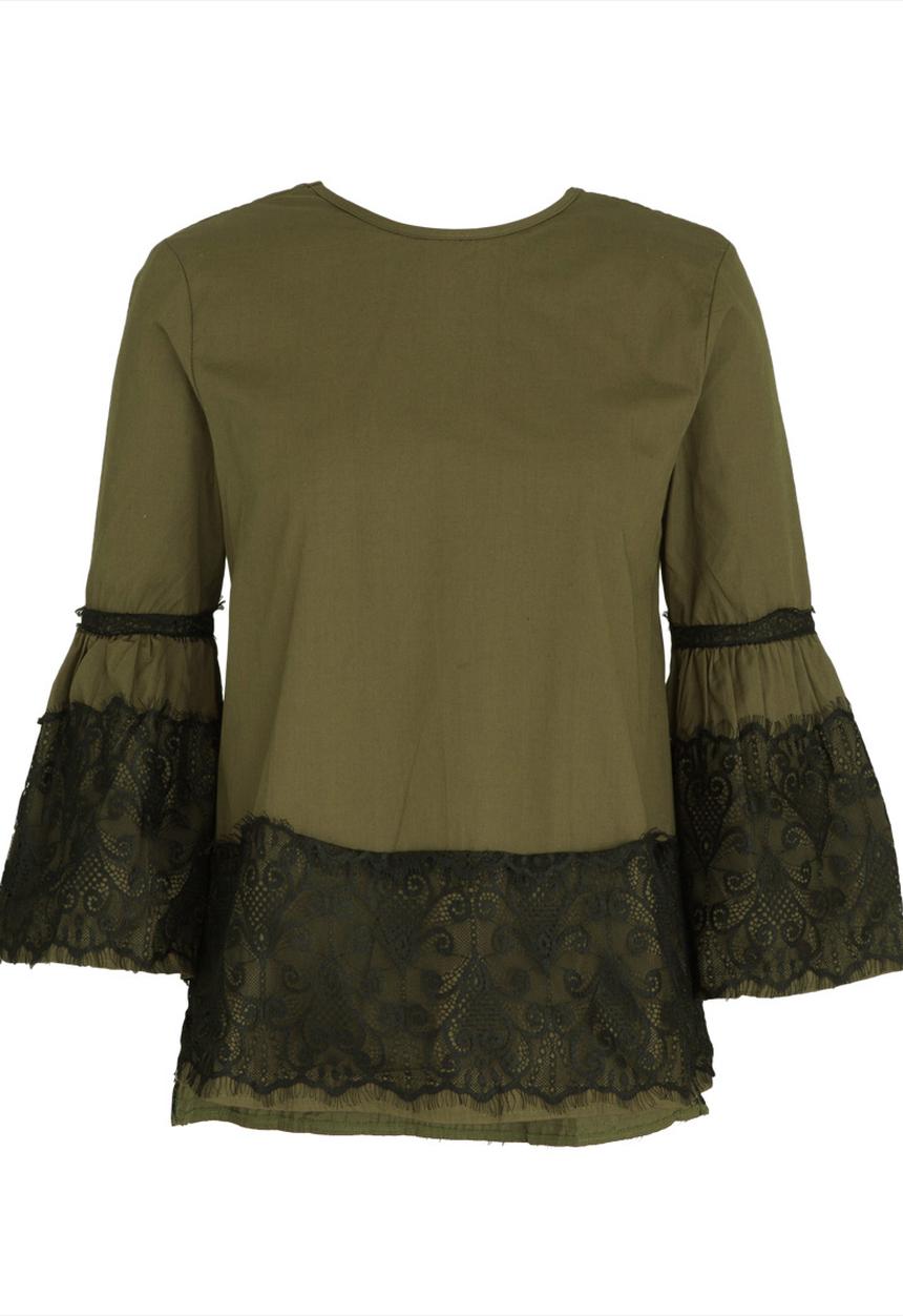 STYLE REPUBLIC - Lace Detail Blouse Dark Green