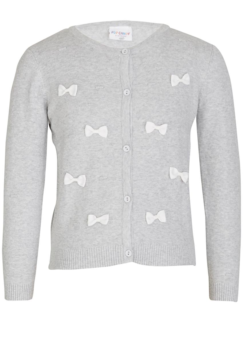 Pop Candy - Bow Cardigan Grey
