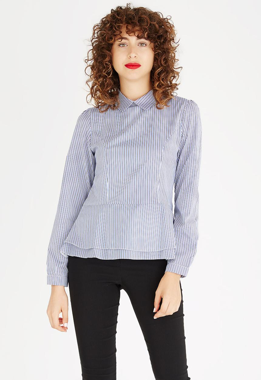 edit - Peplum Shirt Blue and White