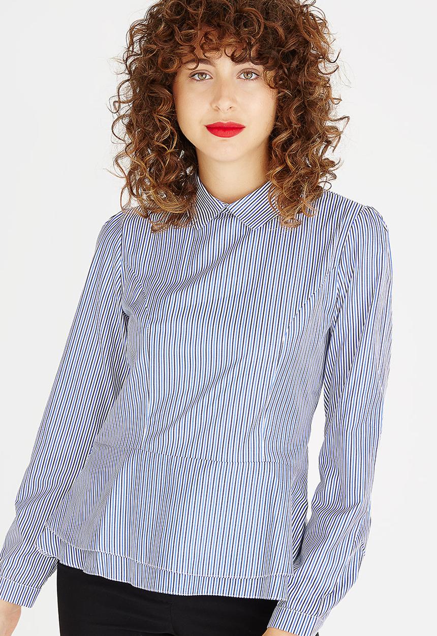 edit - Peplum Shirt Blue and White