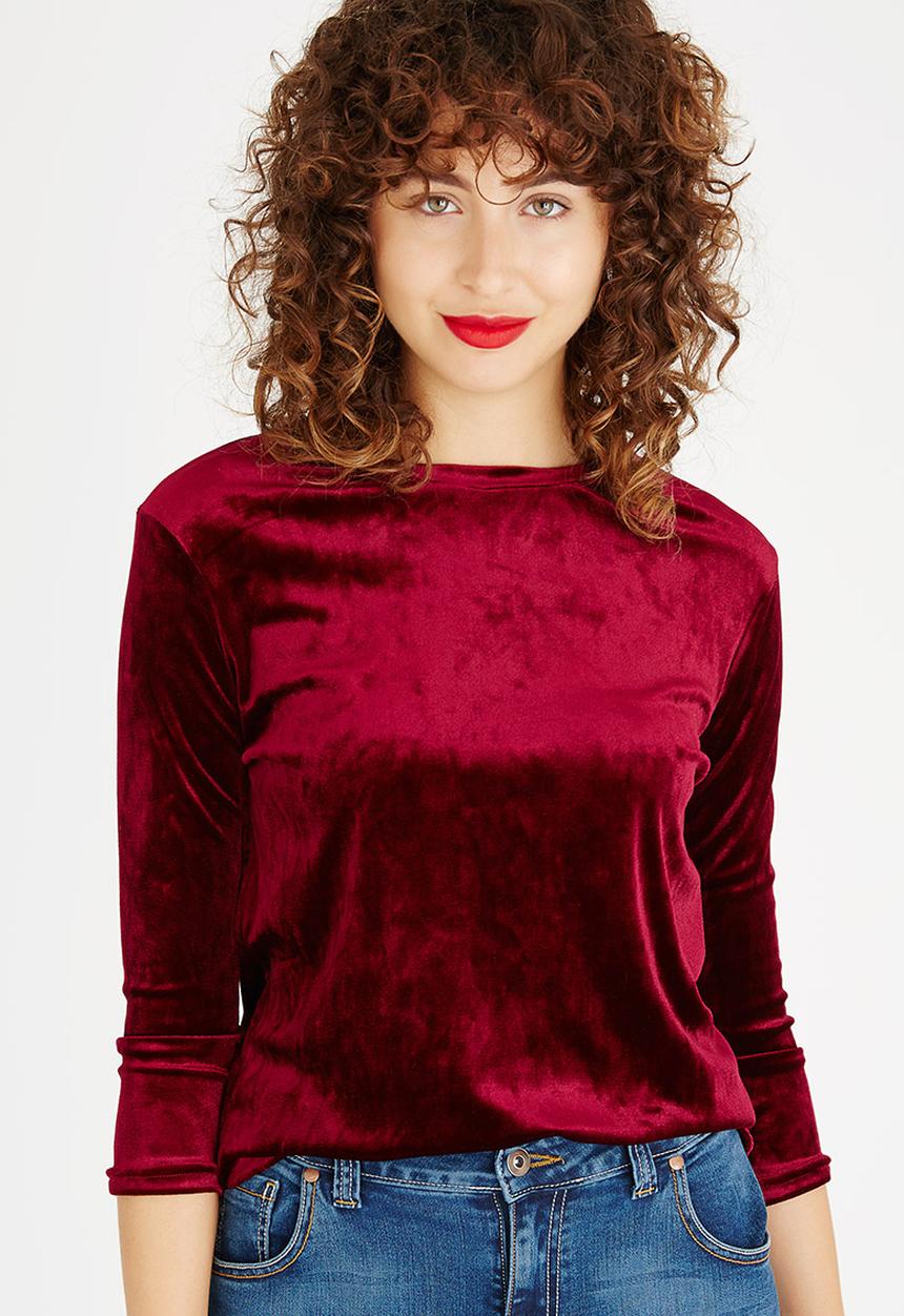 edit - Velvet T-shirt Dark Red