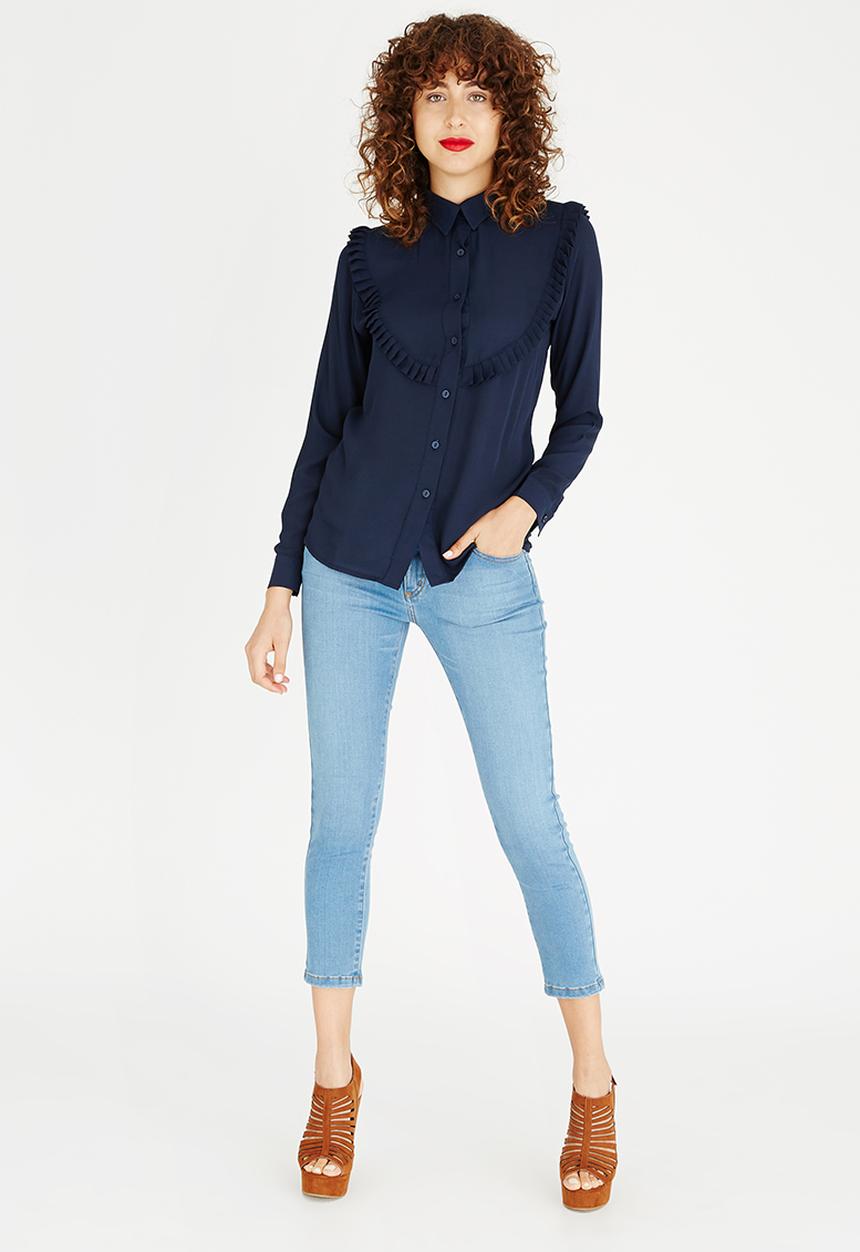 STYLE REPUBLIC - Pleat Detail Blouse Navy