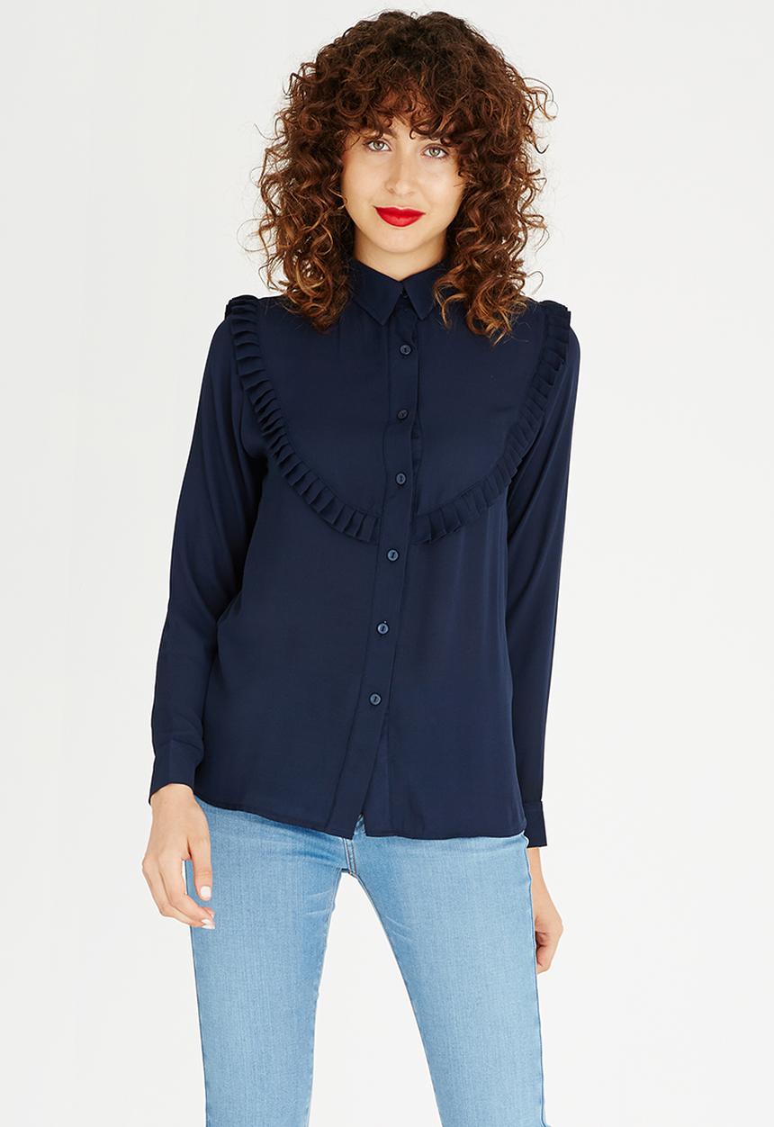STYLE REPUBLIC - Pleat Detail Blouse Navy