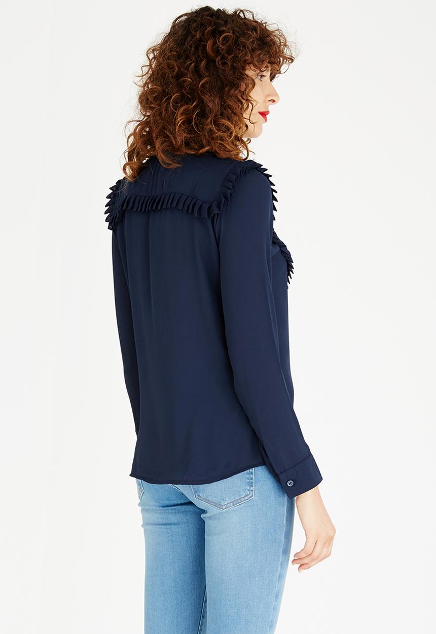 STYLE REPUBLIC - Pleat Detail Blouse Navy