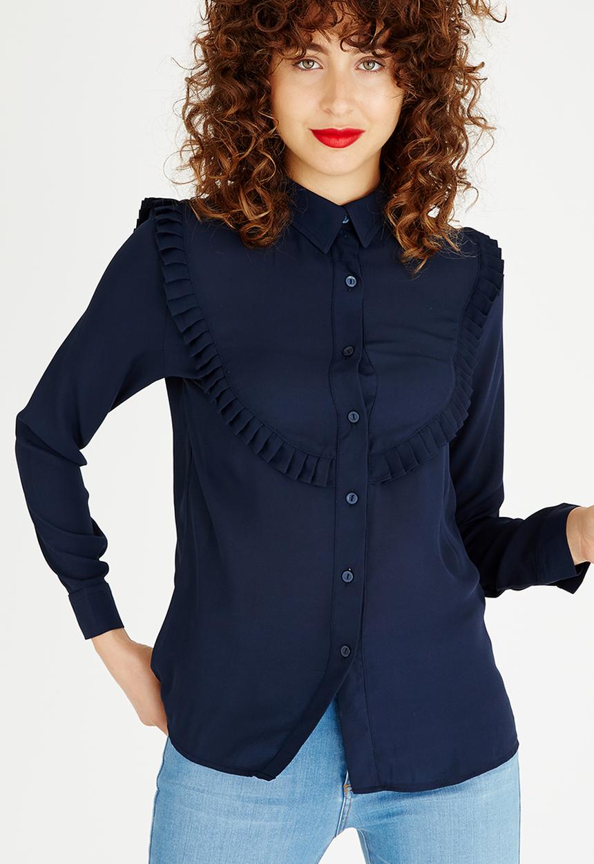 STYLE REPUBLIC - Pleat Detail Blouse Navy